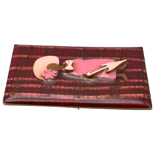 Vintage “Woman Pins” by Lucinda Lady in Pink with Parasol - Picture 5 of 8